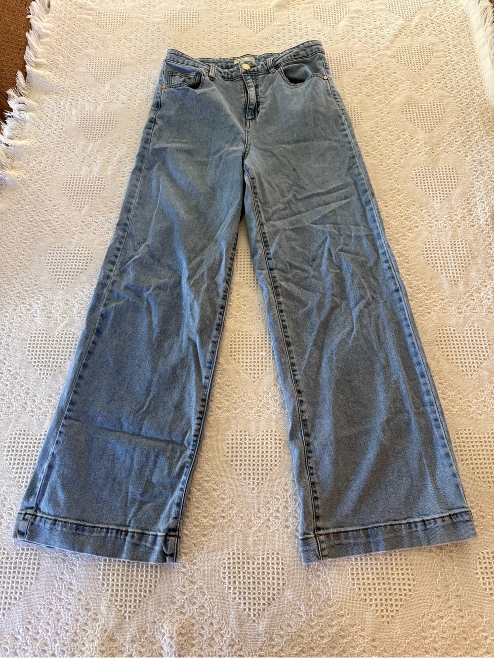 OAT Wide Leg Blue Comfort Weave Denim Jeans (10/30)